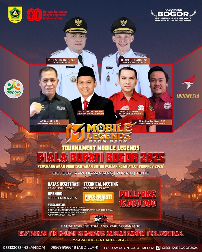 Bupati Bogor memberi dukungan penuh untuk penyelenggaraan Piala Esports 2025 di Parung Panjang. (Dok. Pemkab bogor)