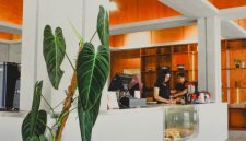 Pemandangan kafe modern di Sentul dengan latar belakang perbukitan hijau, menawarkan suasana tenang dan estetika menawan yang cocok untuk bersantai. Arsitektur minimalis yang berpadu sempurna dengan alam menjadi daya tarik utama bagi para pengunjung yang mencari ketenangan.